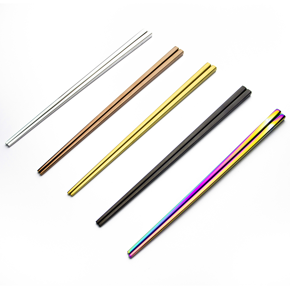 Reusable custom logo stainless steel chopsticks