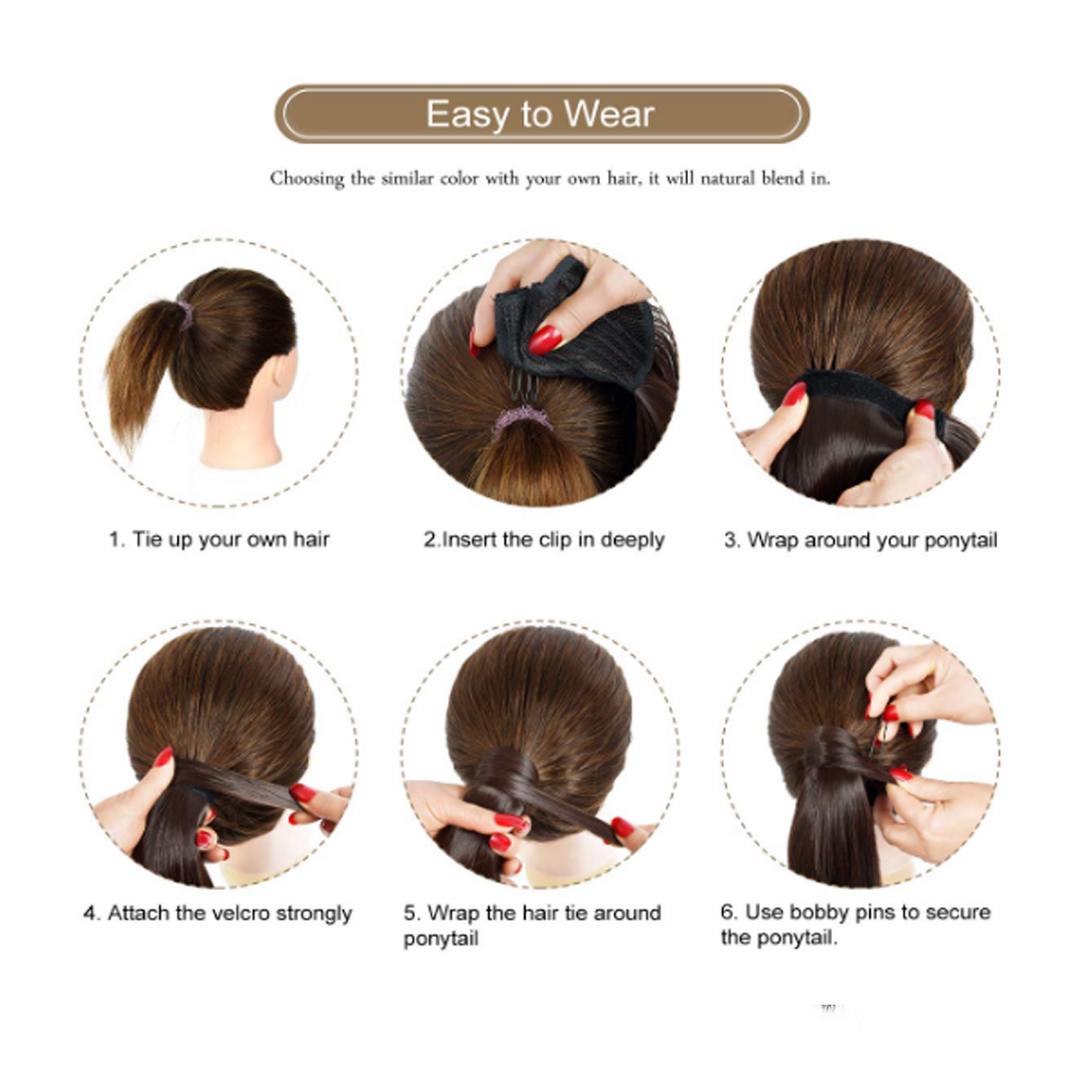 Клип в шиньон обернуть вокруг длинные прямые синтетические волосы для наращивания из натуральных волос