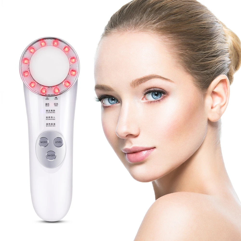 LED Photon Ultrasonic Face Lifting Wrinkle Remover Anti Aging Skin Tightening Beauty Device Facial Massager