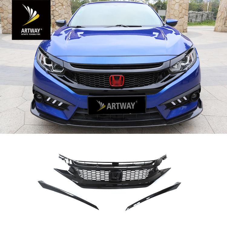 FOR Honda Accord 2008-2010 ABS chrome Front bumper Center mesh Grille refit 2pcs