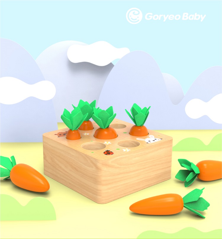 Amazon Best Selling High Quality Carrot Pulling Game Toys New Design Kids Shape Perception Development Wooden Toys