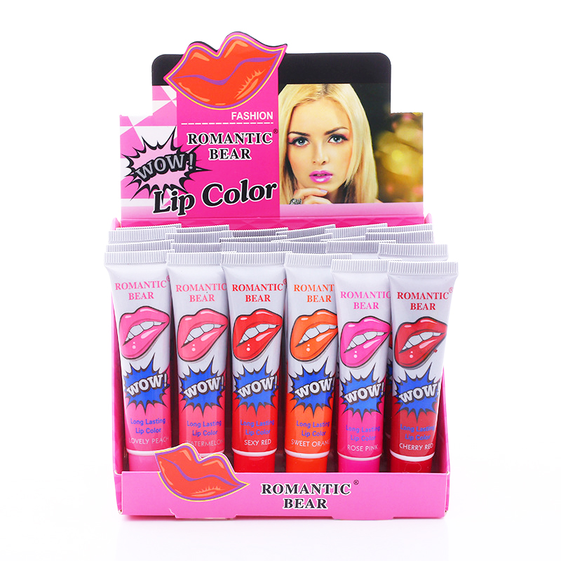 6 видов цветов долговечный водонепроницаемый Романтический медведь Отшелушивающий блеск для губ