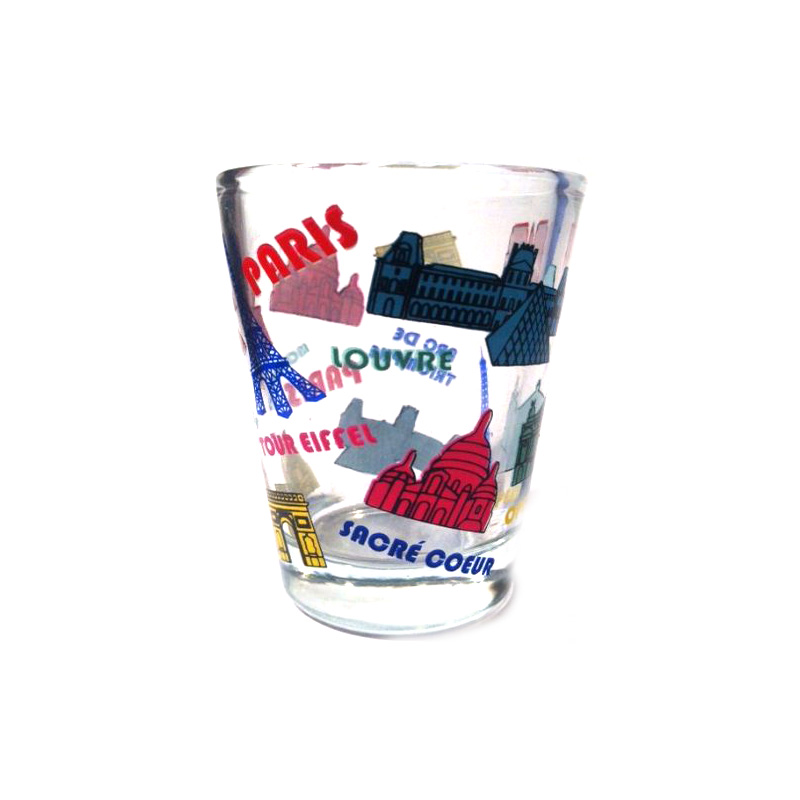 Paris France Color Landmarks Collage Shot Glass