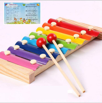 Деревянный восьмицветный небольшой ударный инструмент для детей, простой музыкальный инструмент для раннего образования, Ручной Ударный деревянный t