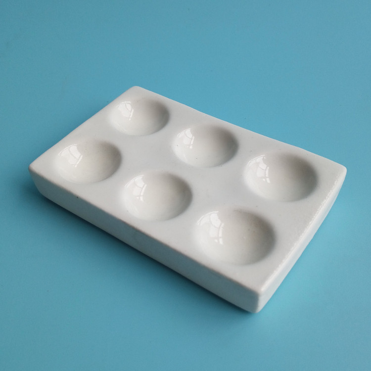 PZRT 6 Depressions Porcelain Spot Plate 6 Wells Porcelain Spotting