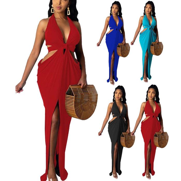 Новое зимнее платье в американском и Европейском стиле, топ-труба с асимметричным вырезом, юбка-годе с разрезом, прямое длинное платье