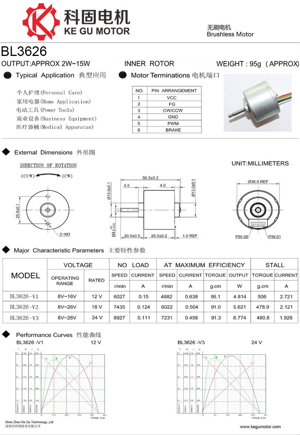 BL3626 BL3626i B3626M 36mm inner rotor brushless dc motor