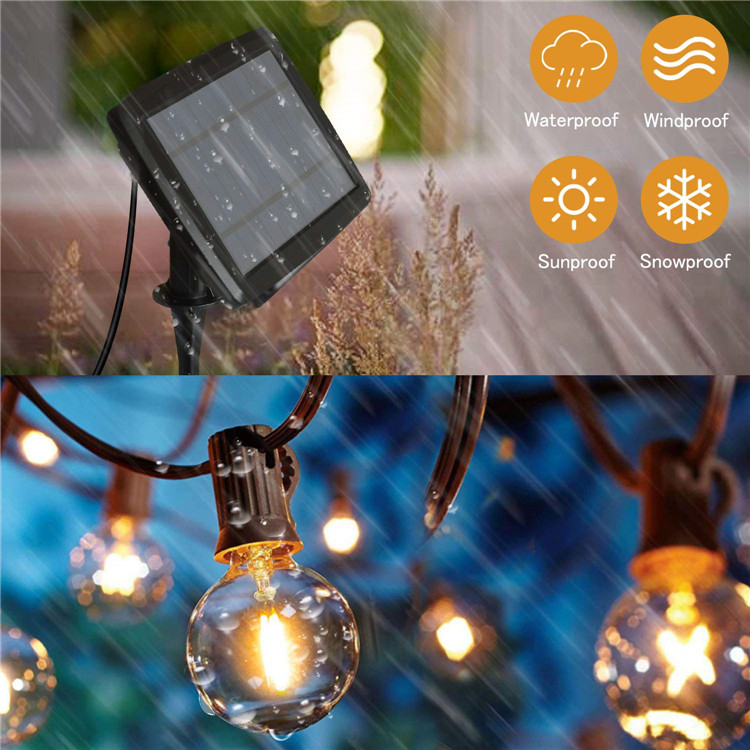 Hotsale energy saving 28ft manufacturer Outdoor waterproof LED G40 LED string light powered by solar panel