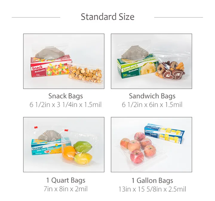 Bagmart Freezer Bags Food Storage Ldpe Transparent Heat Seal Zip Pouch Bag