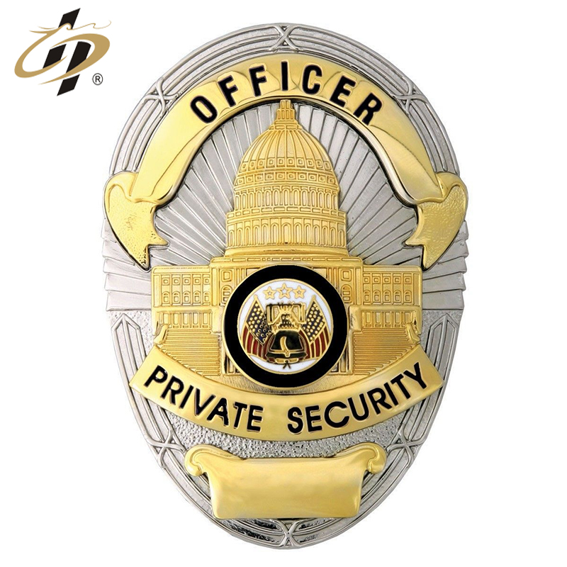 Рекламный пользовательский металлический двухцветный позолоченный значок безопасности США