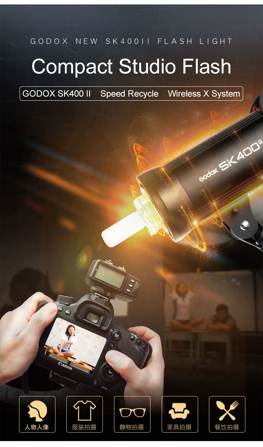 wholesale godox sk400ii 400ws gn65 专业影室闪光灯闪光灯内置 2.