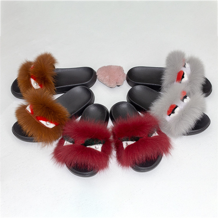 Wholesale Home Slippers Women Sliders Comfort Furry Summer Flat Sandals Ladies Shoes