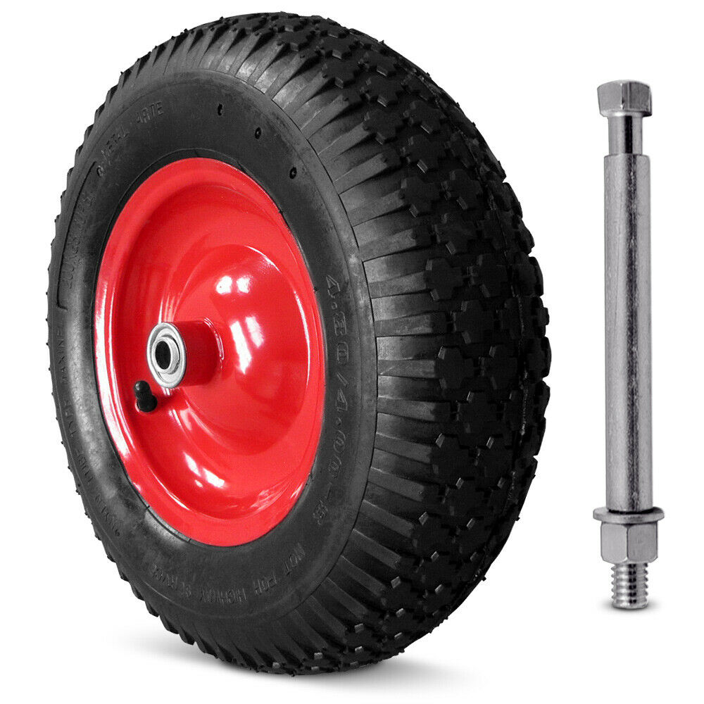 3.50//4.00-8 14/" RED PNEUMATIC WHEELBARROW WHEEL WITH 20mm ROLLER BEARINGS