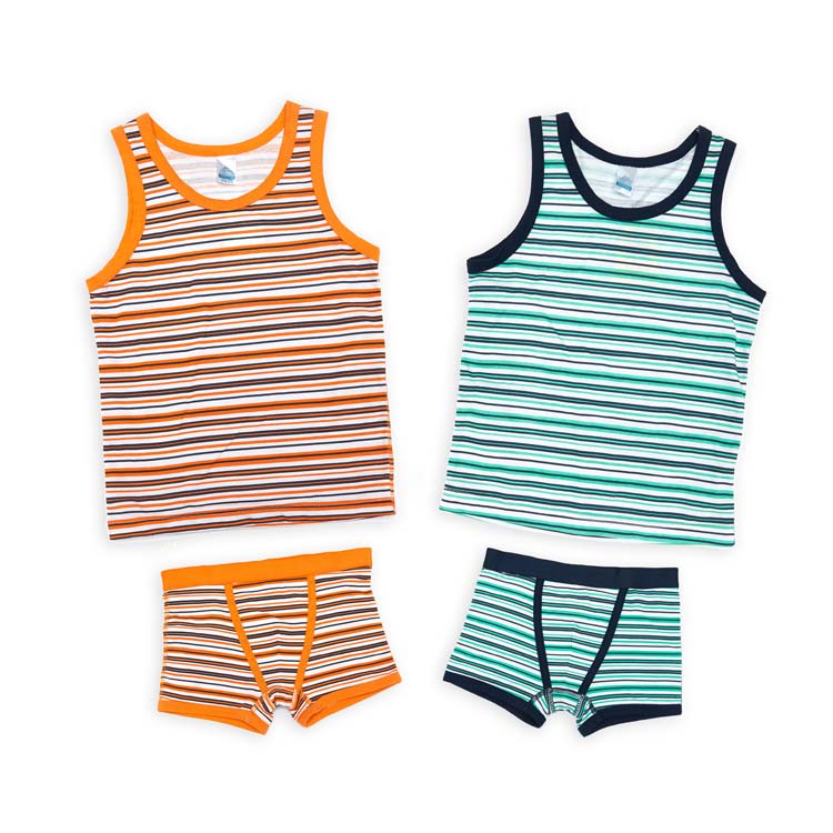 Лидер продаж Летние Симпатичные маленькие; Нижнее белье из хлопка для мальчиков детская одежда в полоску с рисунком из мультфильма и дышащее нижнее белье оптовая продажа, комплект одежды