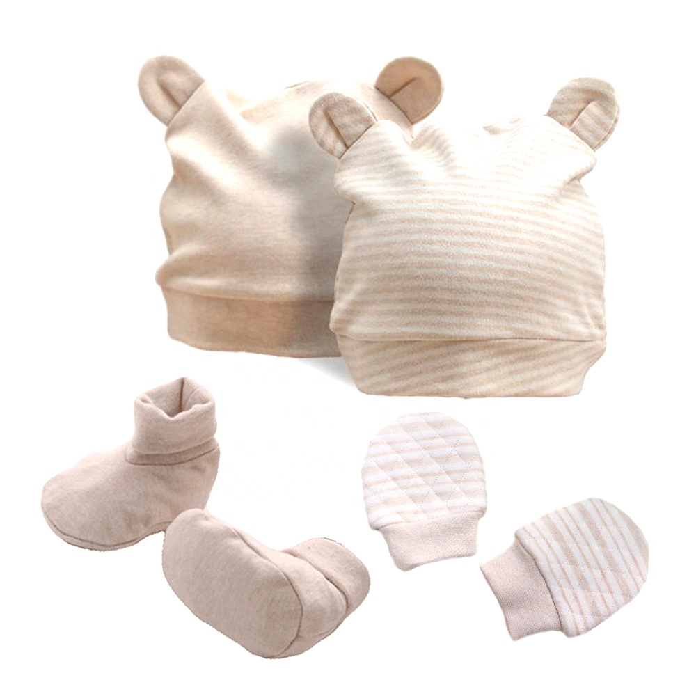 Оптовый заказ 100% органический хлопок носки унисекс для новорожденных Подарочный детский комплект одежды, для маленьких девочек; Детская шапочка варежки набор носков