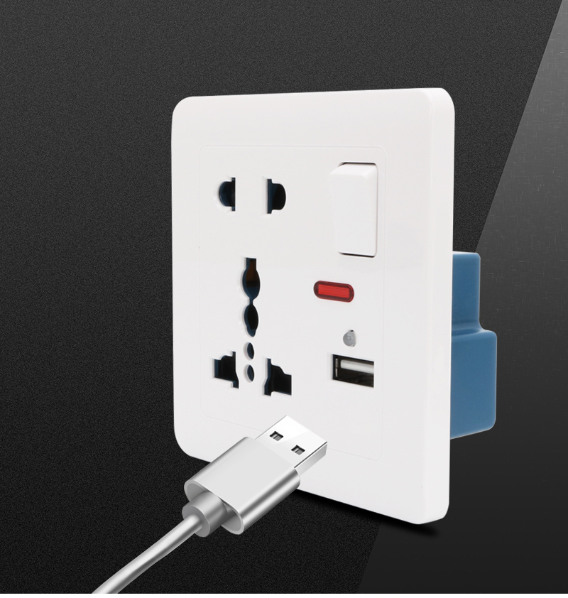 3 针多功能开关插座,带 usb 端口