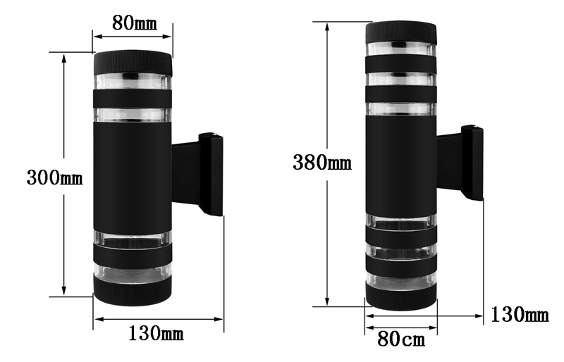 LED Wall Sconce Light Black Modern Waterproof Wall Lamps IP65 Outdoor Light Up and Down Illuminated Courtyard Spotlight