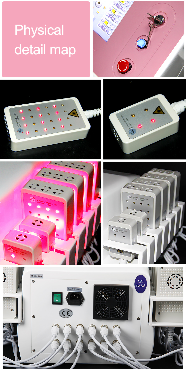 LF-318B portable 650nm & 980nm lipo laser slimming machine with 12pads