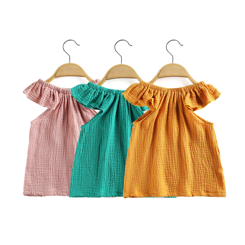 2020 платье для маленьких девочек без рукавов из хлопка без рукавов из гофрированной ткани органические Простые Летние футболки для маленьких девочек