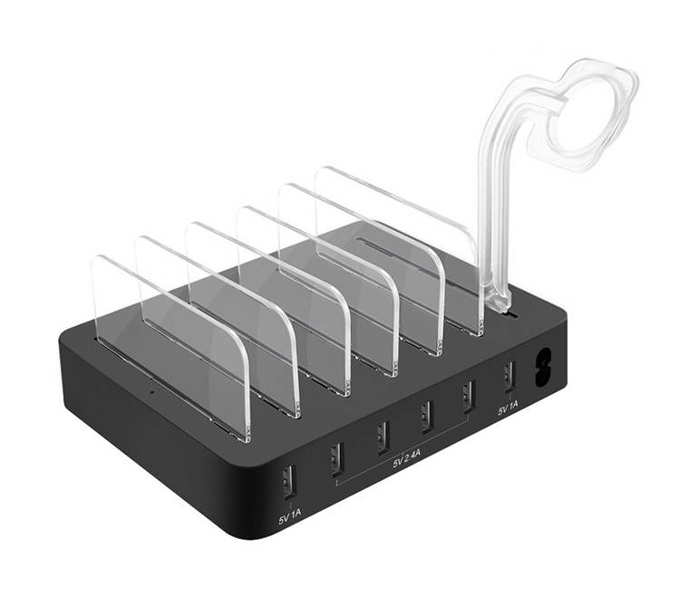 6 USB портов зарядная станция, QC3.0 быстрое зарядное устройство, 110V многопортовое зарядное устройство для iPhone samsung iwatch