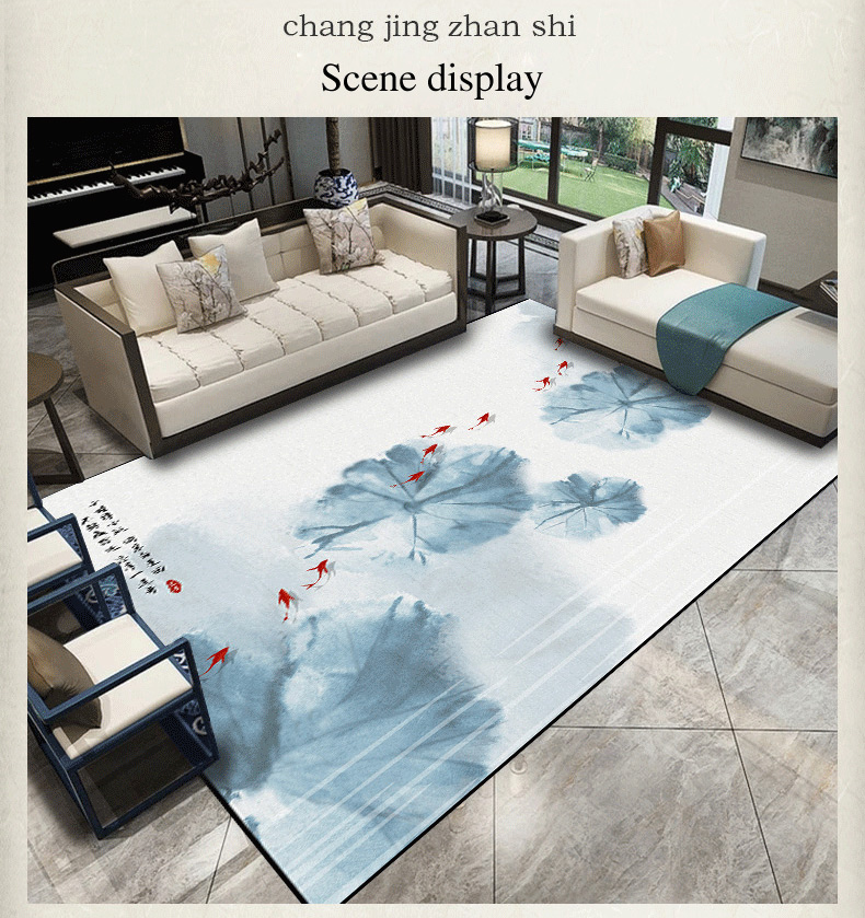 Chinese style restaurant household home center printed luxury landscape bedroom carpet big living room floor rug
