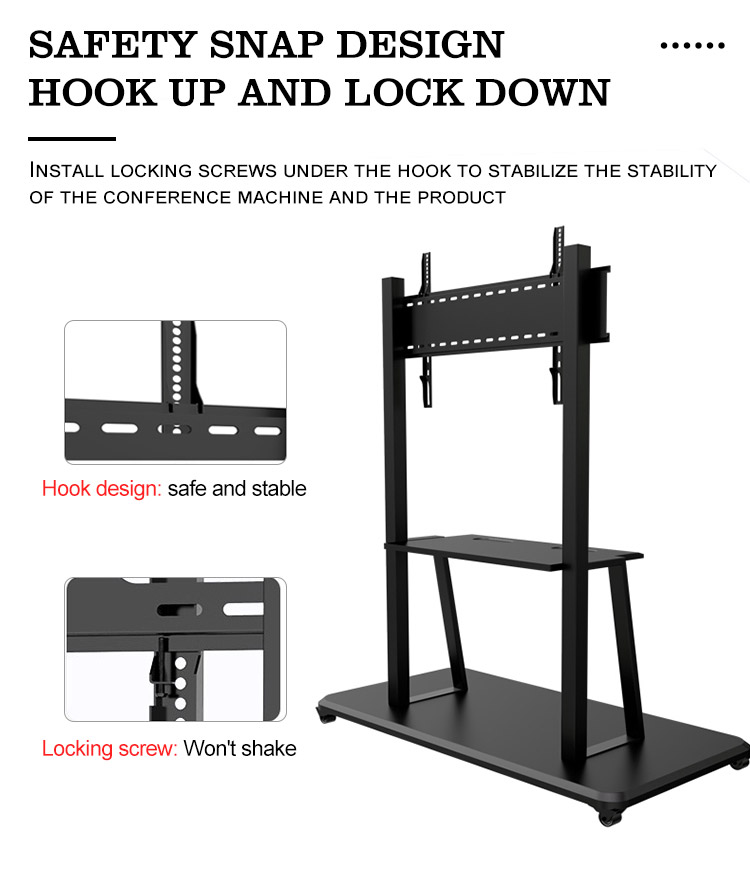 360 Degree Rotating Smart Board Floor Stand , Floor TV Stand With Mount 65 Inch