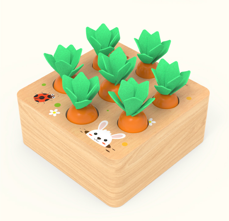 Amazon Best Selling High Quality Carrot Pulling Game Toys New Design Kids Shape Perception Development Wooden Toys