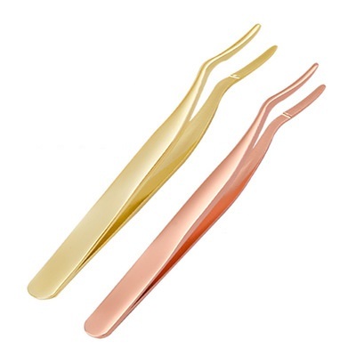 Wholesale Rose Gold Tweezers Eyelashes Extension Tweezers Clips Stainless Eye Lash