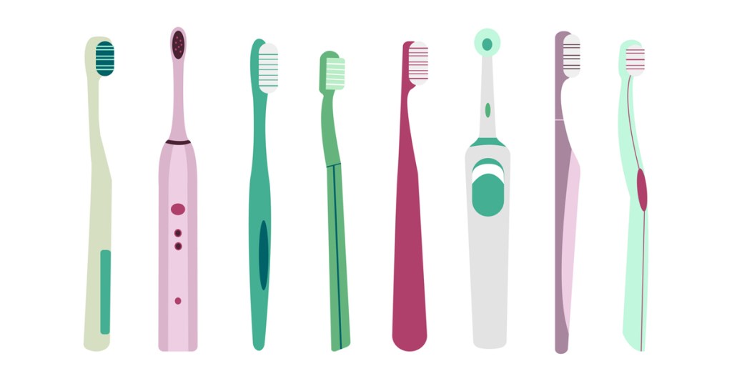 Set of colorful toothbrushes on white background