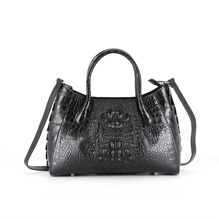 Wholesale cheapest high quality private label elegance stylish bag crocodile embossed leather women bag black handbags