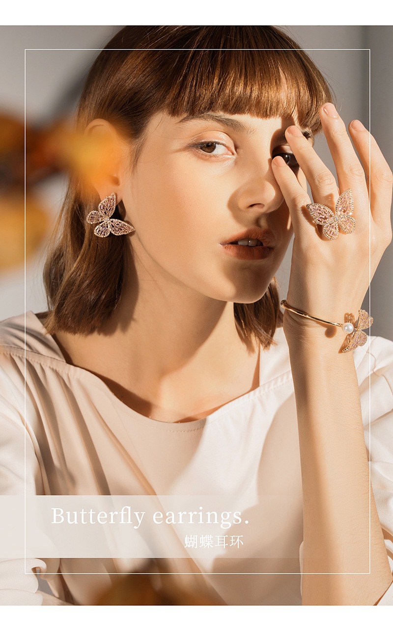 2020谁的新款热销s925银耳钉奢华时尚锆石蝴蝶耳钉 - buy fashion