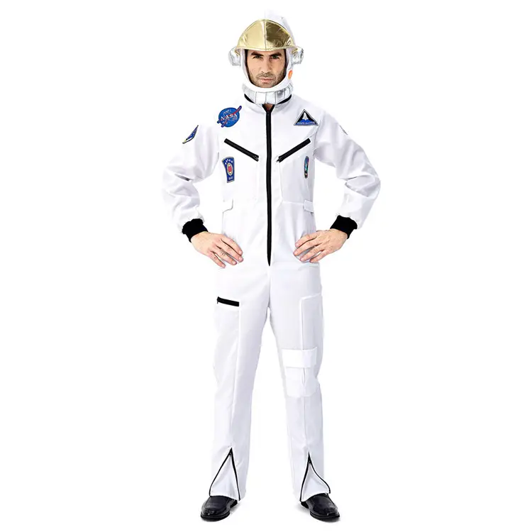 Fancy Dress Mens Spaceman Astronaut Costume White Suit Buzz Space Mission Pilot