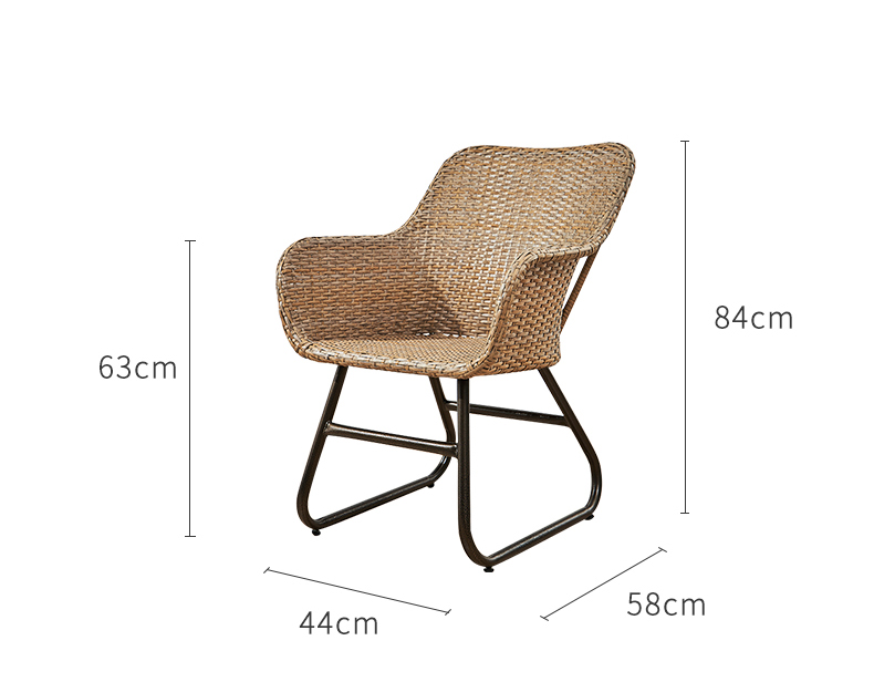 Outdoor balcony small table and chair leisure tea table combination back cane chair three sets of courtyard