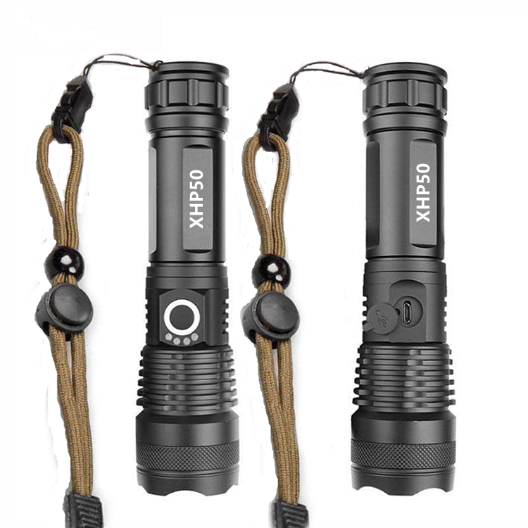 Портативный фонарик P50 от продавца Amazon 2021, аккумулятор 18650, растягивающиеся светодиодные фонари, наружные портативные фонарики XHP50