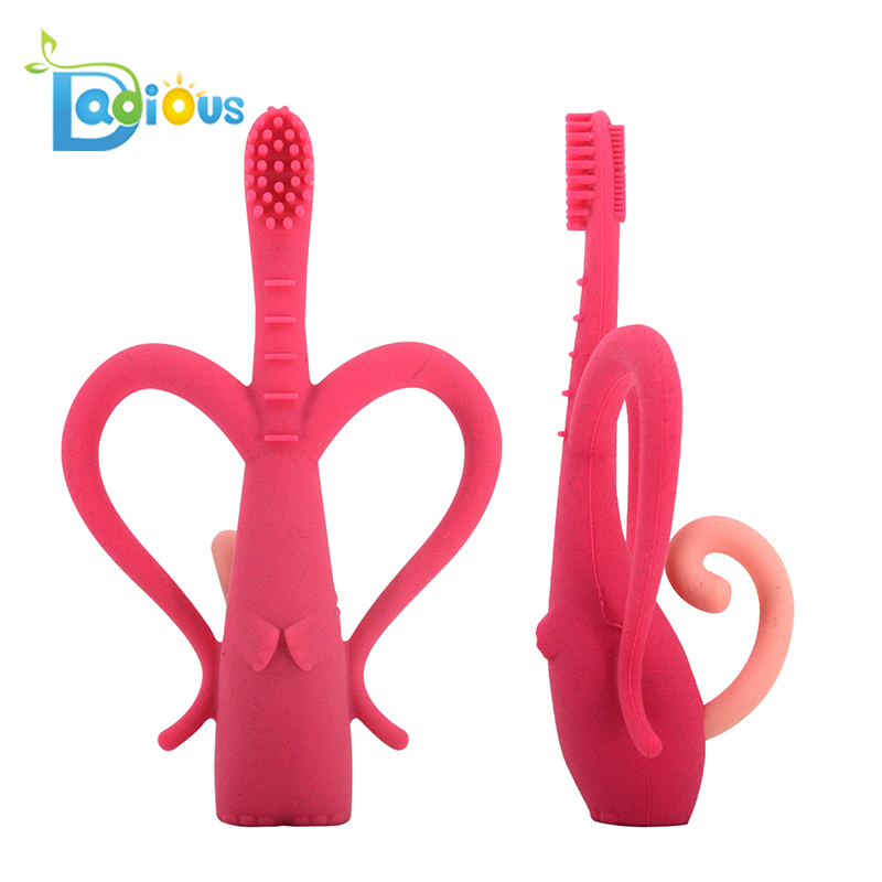 Оптовая продажа; Детские Self детская зубная щетка пищевой силикон обучение зубной щетке детская зубная щетка