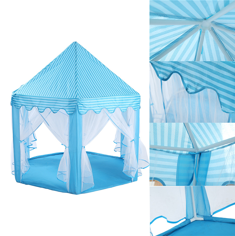 儿童折叠室内室外播放房子粉红色公主城堡帐篷六角形