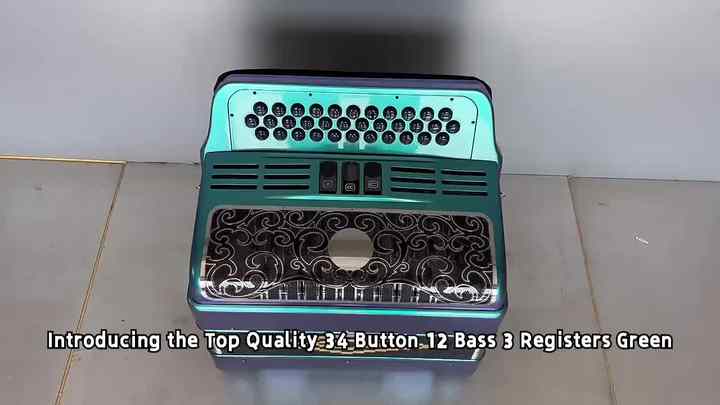 Top Quality 34 Button 12 Bass Accordion - Green Chameleon