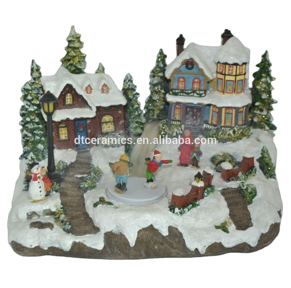 Led Lights Christmas Resin Model House Village With Snow Battery Led Lights Christmas Resin Model House