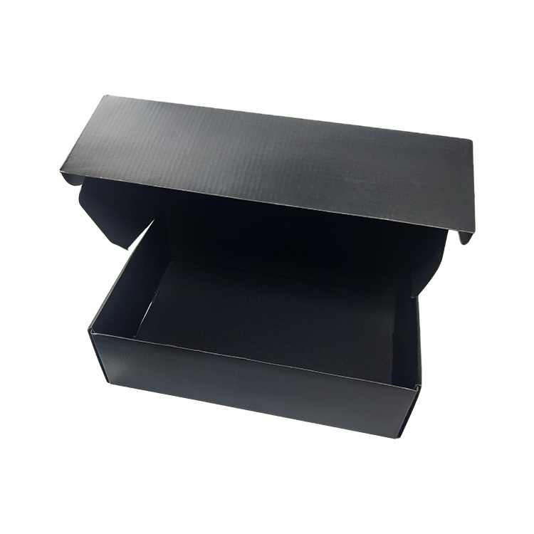 Оптовая продажа, матовые черные печатные почтовые ящики на заказ, упаковочные коробки из гофрированного картона