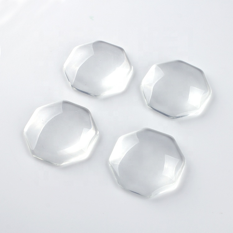 Прозрачный прозрачный кабошон Qiyue, восьмиугольник с плоской задней стороной, 35 мм, стеклянный Кабошон для ювелирных изделий