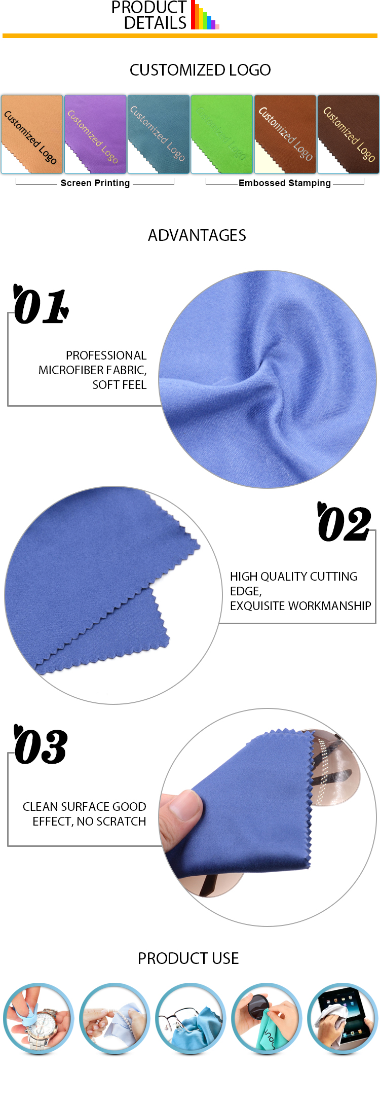 High Density Glasses Microfiber Cleaning Cloth Lens Dust Foggy Wiper Phone Screen Cloths Soft