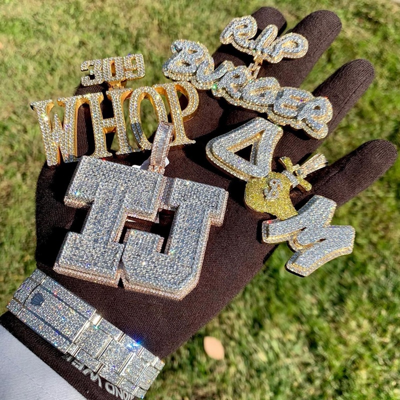 2023 WHOP VVS Round Cut Moissanite Diamonds Pendant Iced Out Silver 925 Charm Pendant for Hip Hop Man