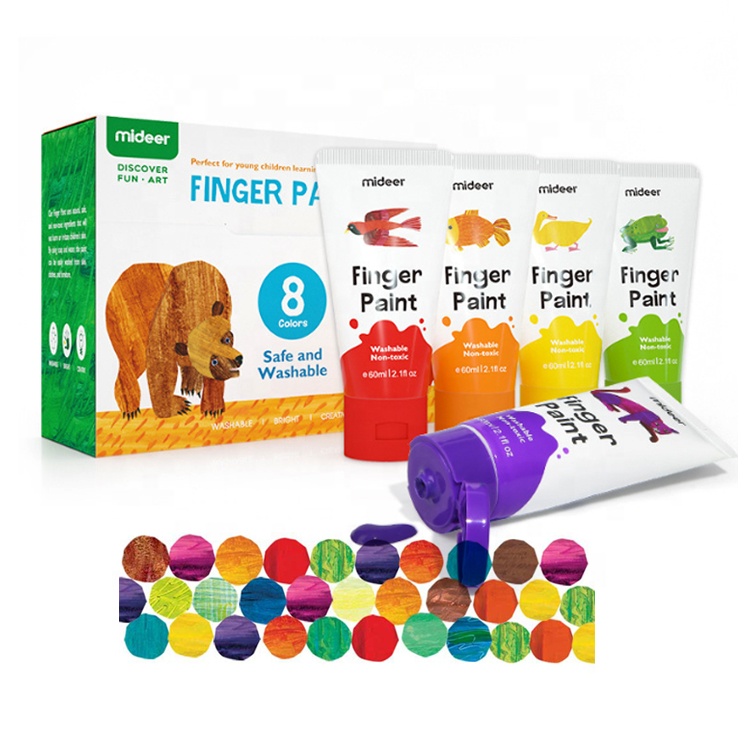 Низкое количество 8 видов цветов Нетоксичные Дети подарок моющиеся Пальчиковые краски