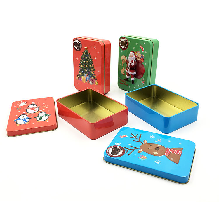 巧克力圣诞糖果罐头长方形圣诞礼品锡盒热卖一个可爱的马口铁客户的