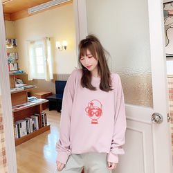 Design autumn girls brand printed sweater embroidered blank oversize sweater cheap custom 100% cotton plain baggy short sweater