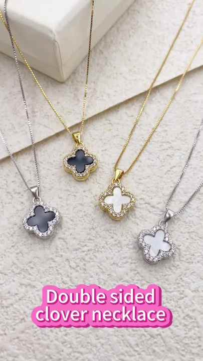 Four Leaf Clover Necklace For Women, Double Sided Mother Of Pearl Pendant, Adjustable Chain, Dainty Gold Necklace, Elegant Necklaces For Women Jewelry Gifts2025 P 223493035