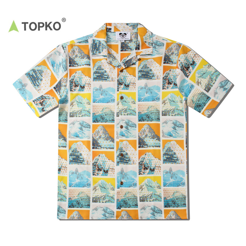 TOPKO High Quality OEM New Style Fashion Custom printing Hawaii Shirt Men casual Printing Tencel Cotton menr Shirts