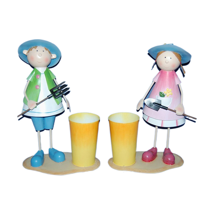 Factory Direct Sale Living Room Metal Different Size Garden Boy Girl Figurine Art Indoor Plant Pot