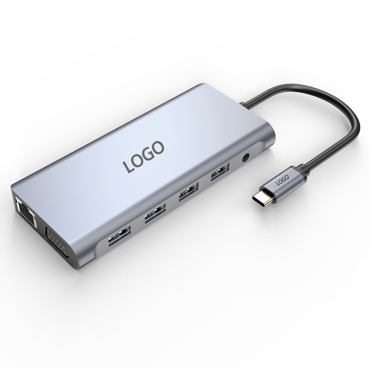 Лидер продаж 2021, 12 в 1 Usb-концентратор с 12 портами Usb 3,0 типа C с интерфейсом HDM1, VGA, SD, TF, PD, аудио, Rj45