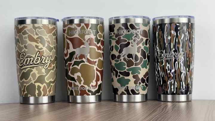 Wholesale 3d Uv Printing Camo Travel Coffee Mug Office Custom logo  Stainless Steel 20oz Camouflage Tumbler Cup Laser Engraved